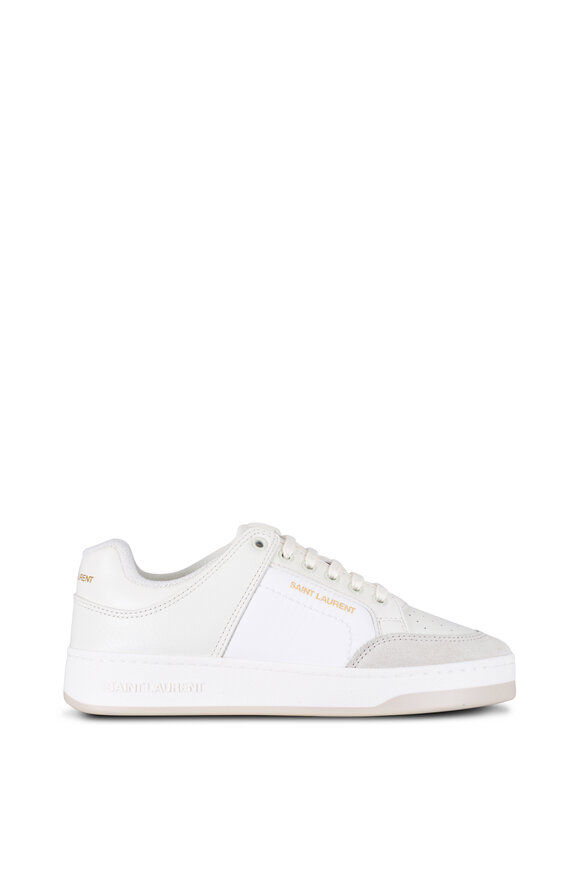 Saint Laurent - Optic White Leather Low Top Sneaker