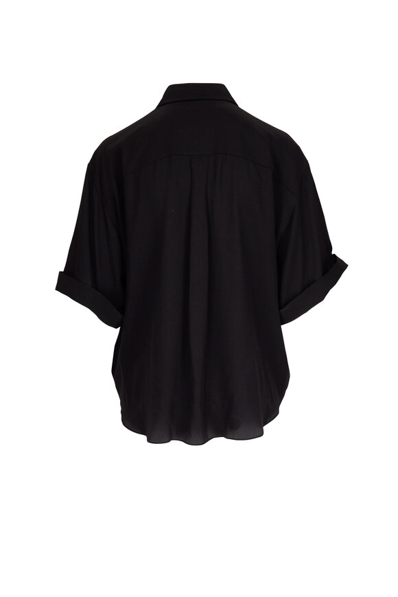 Brunello Cucinelli - Black Silk Oversize Button Down Blouse