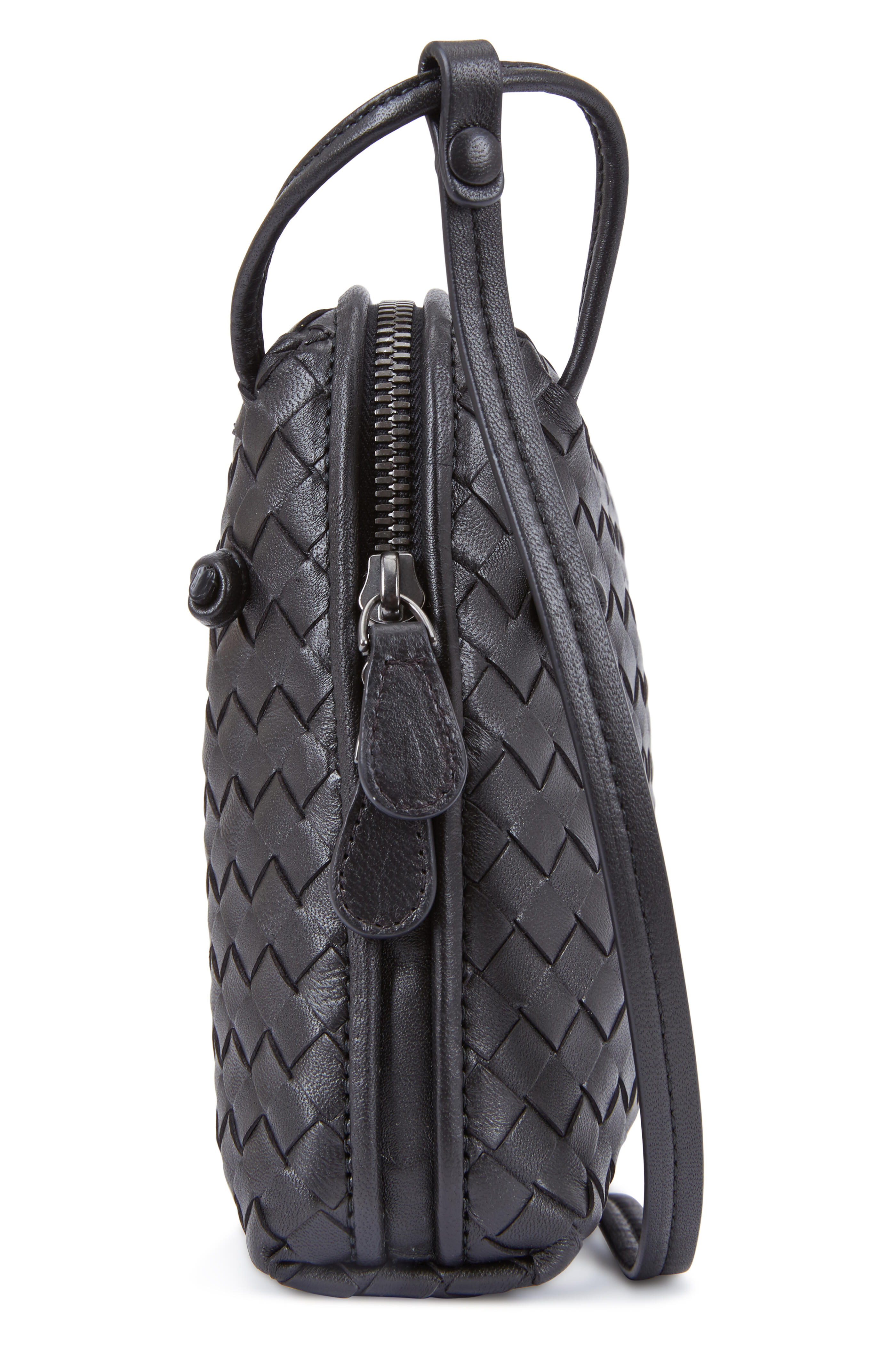 Bottega Veneta Women's Mini Black Woven Leather Crossbody Bag | by Mitchell Stores
