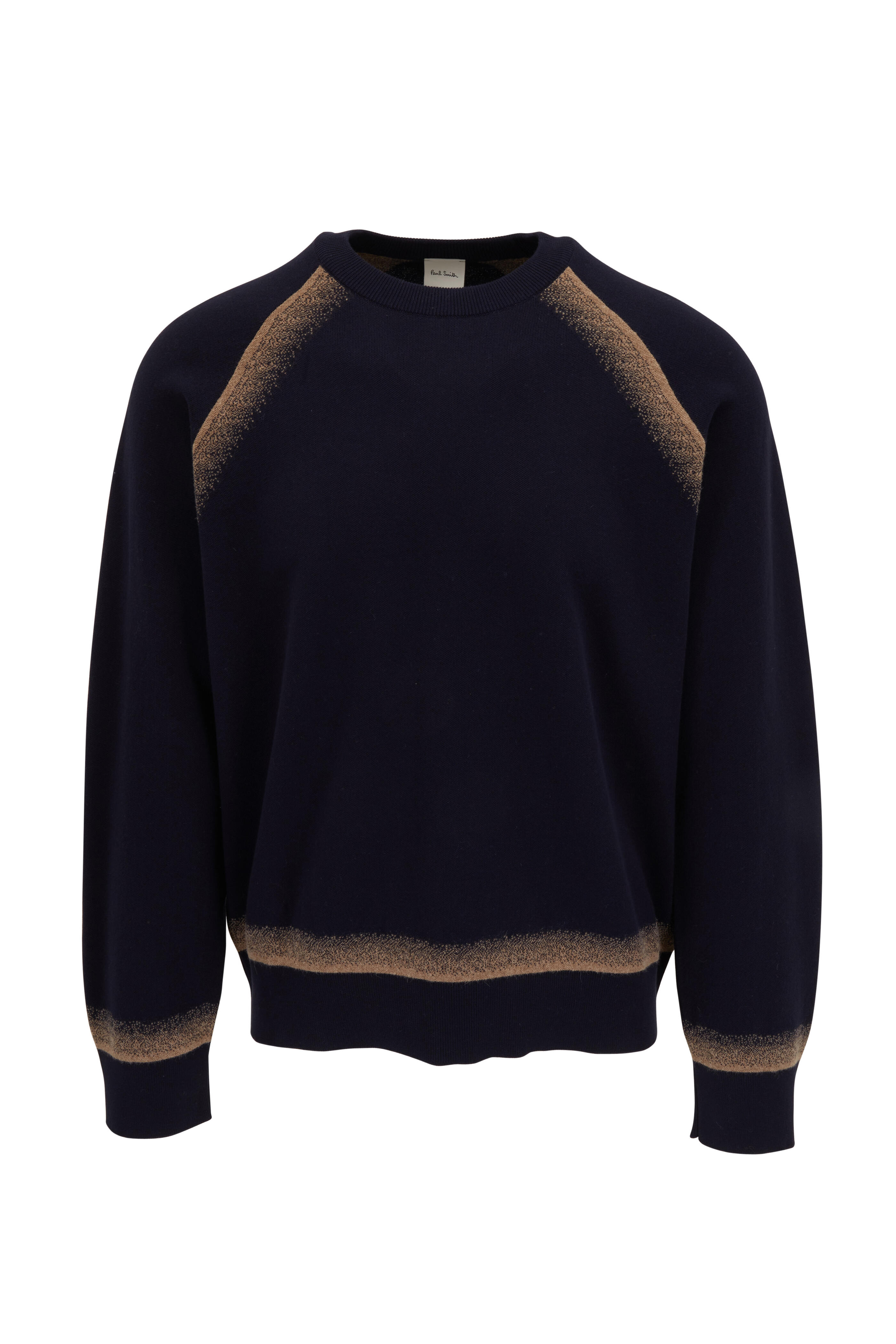 Paul Smith - Navy Haze Border Cotton Blend Crewneck Sweater