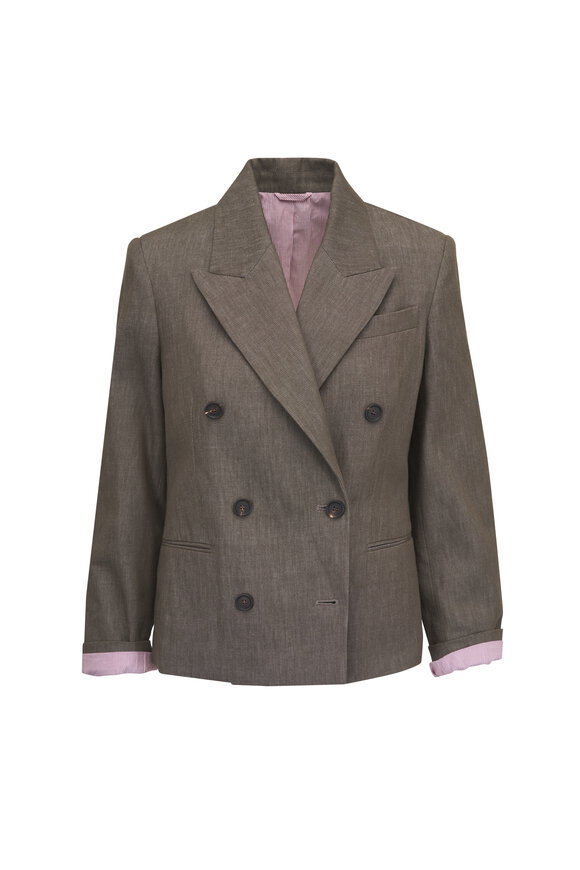 Brunello Cucinelli Olive Double Breasted Jacket