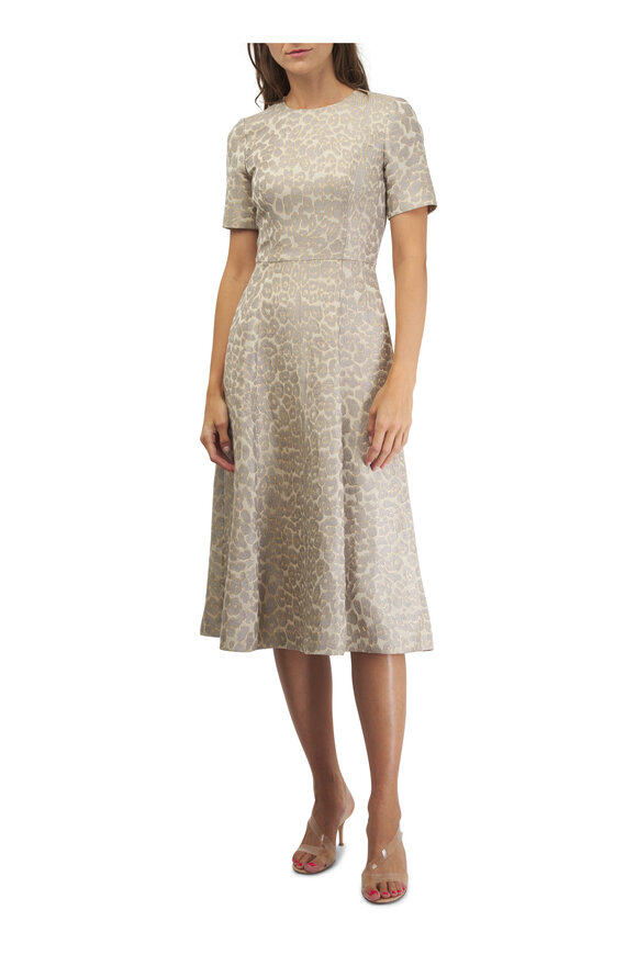 Adam Lippes - Eloise Pale Gray Multi Italian Jacquard Dress