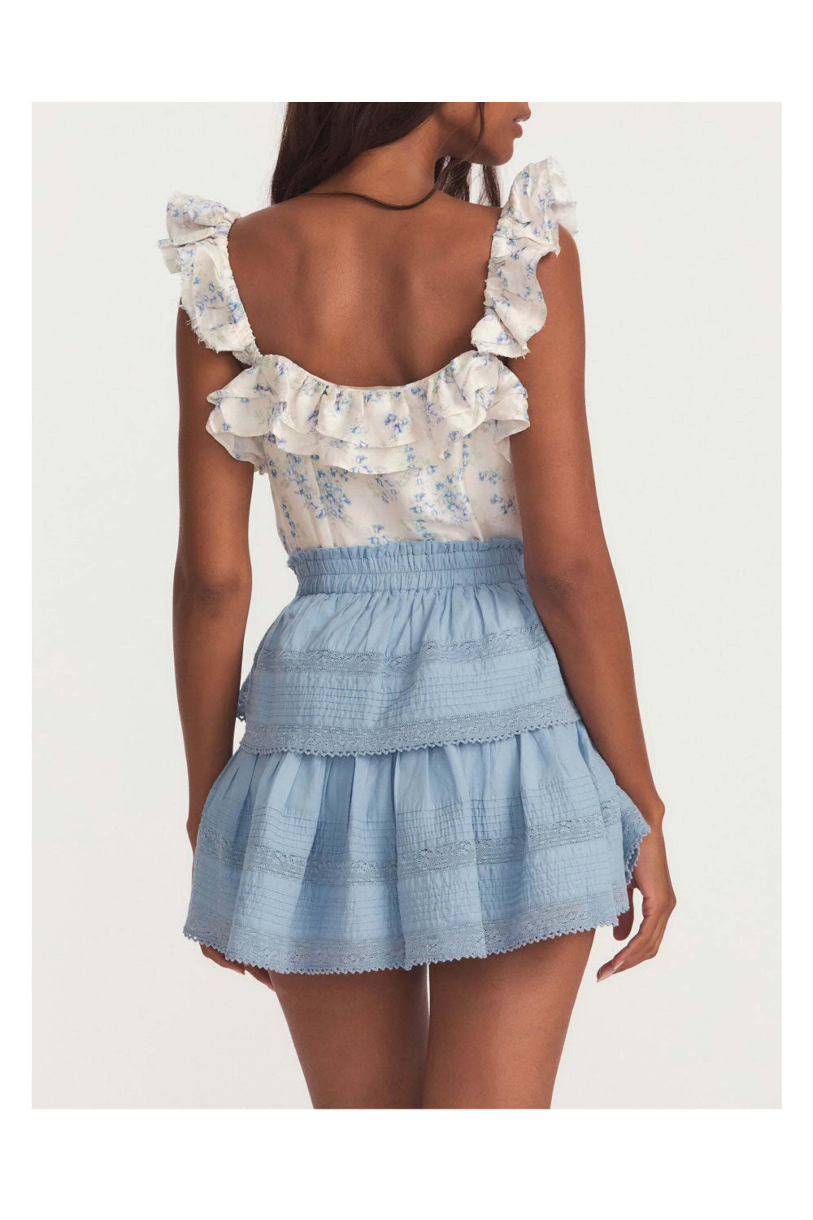 Loveshackfancy - Heather Blue Ruffle Mini Skirt - view 3