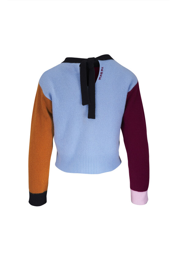 Marni Blue & Burgundy Cashmere Color Block Sweater - view 3
