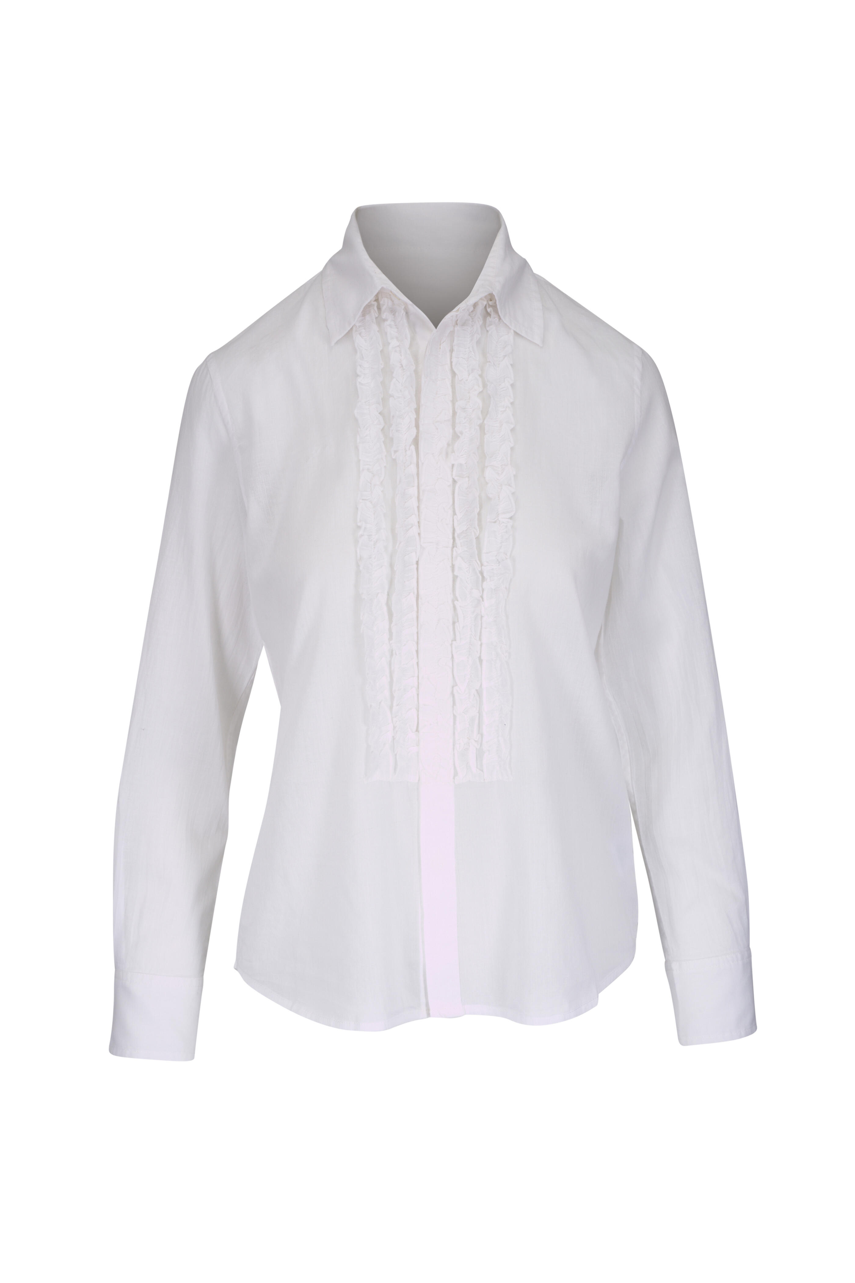 Nili Lotan - Nathael Ivory Ruffle Front Shirt