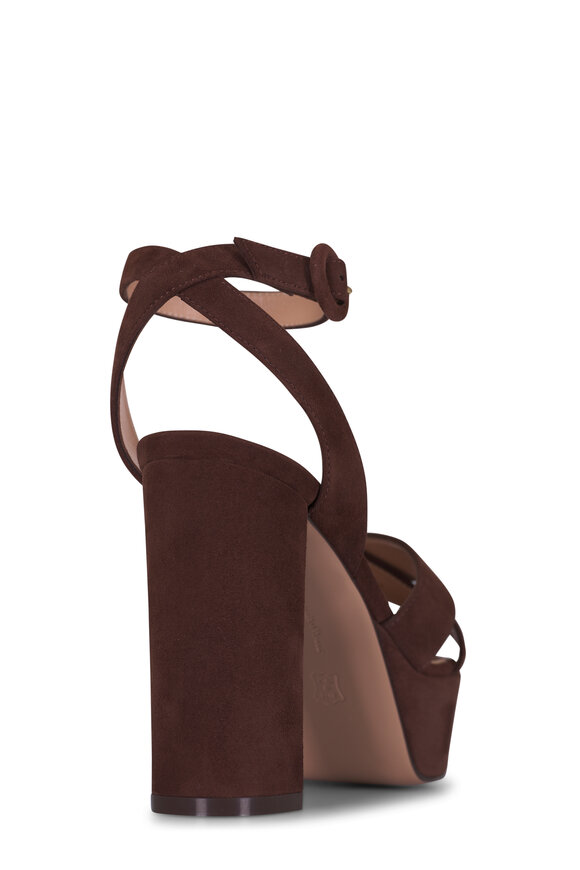 Gianvito Rossi Sabrina Brown Suede Platform Sandal, 70mm - view 4