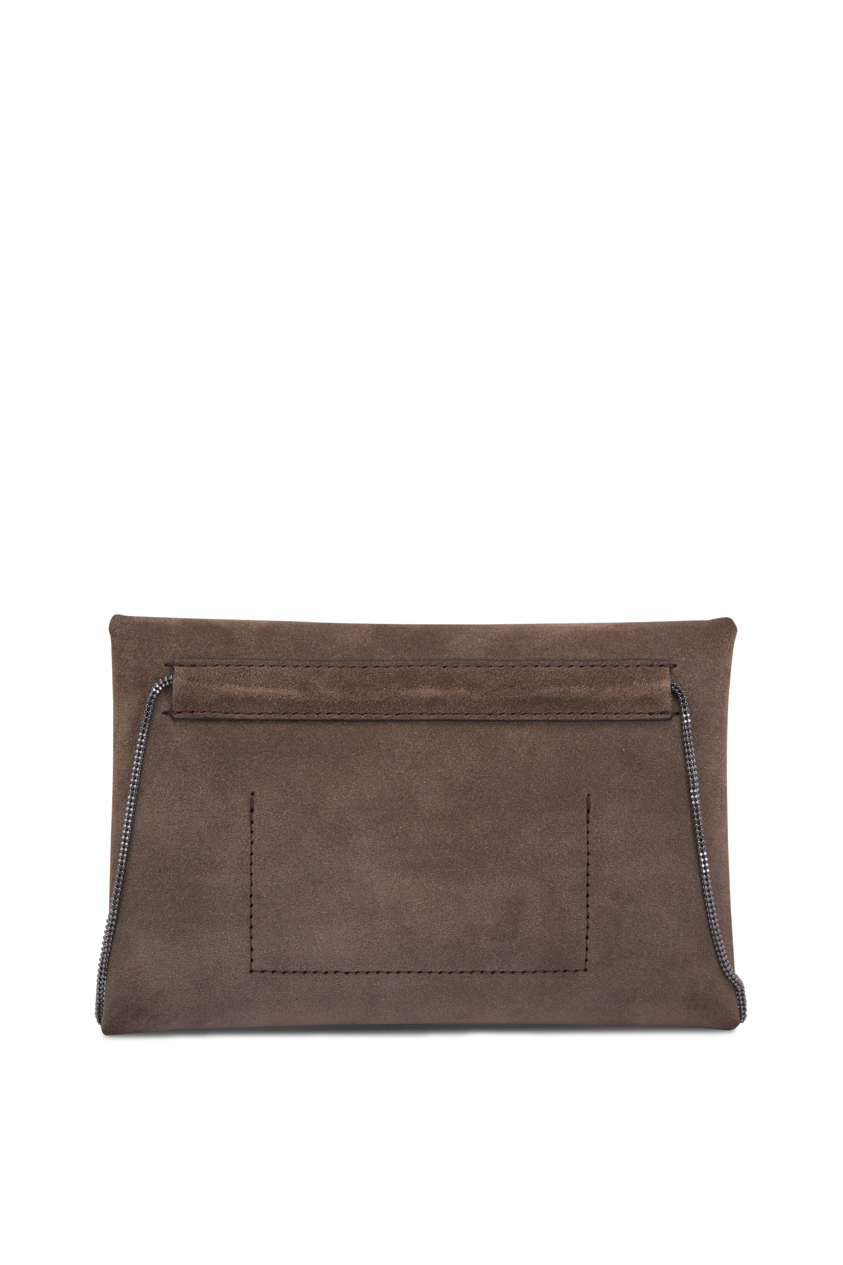 Brunello Cucinelli - Torba Envelope Grey Suede Chain Linked Bag