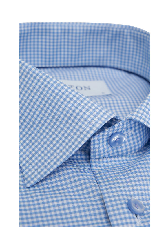 Eton - Light Blue Check Slim Fit Dress Shirt