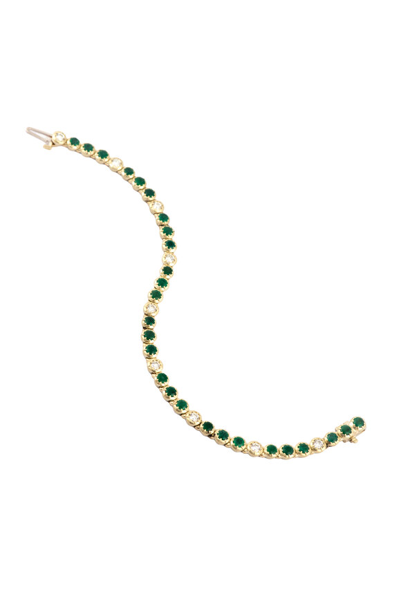 Sylva & Cie Diamond & Emerald Tennis Bracelet - view 1