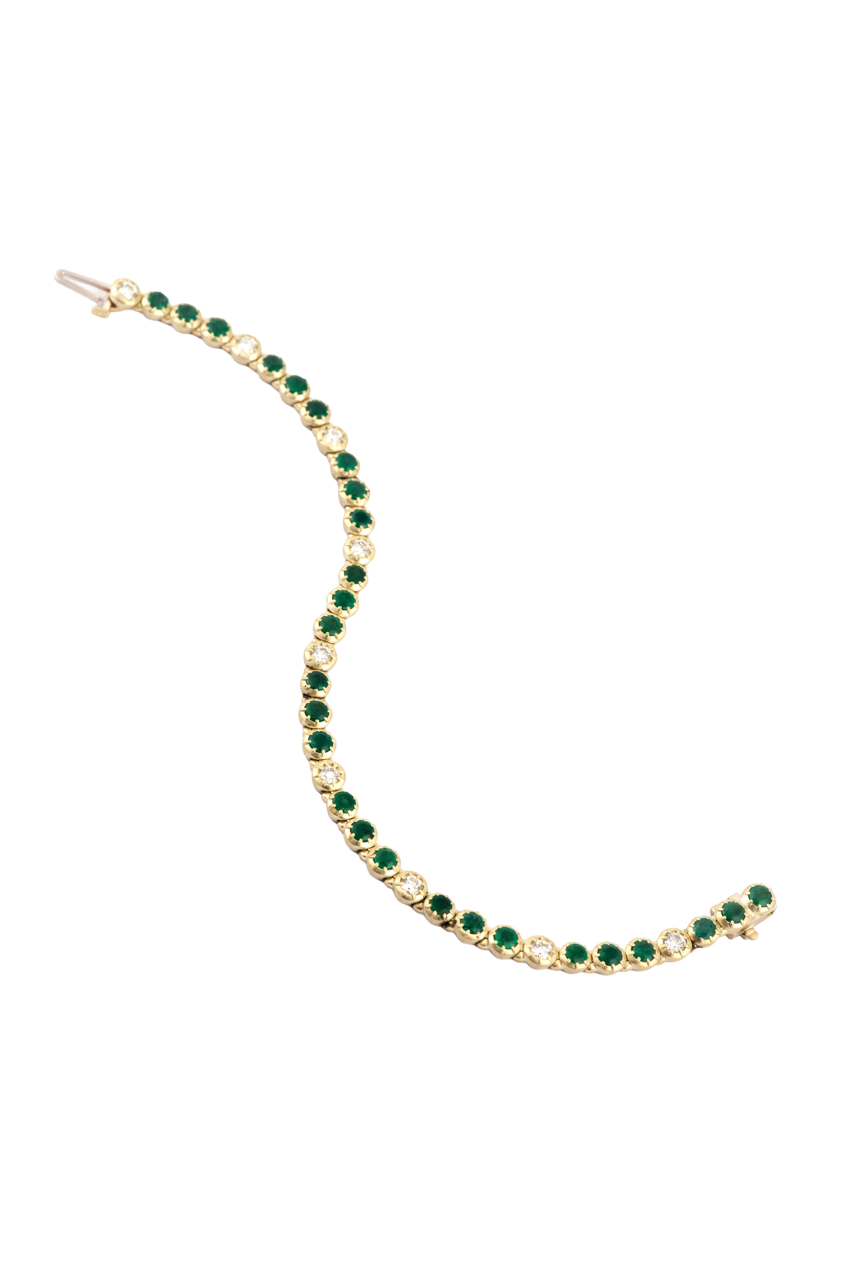 Sylva & Cie - Diamond & Emerald Tennis Bracelet - view 1