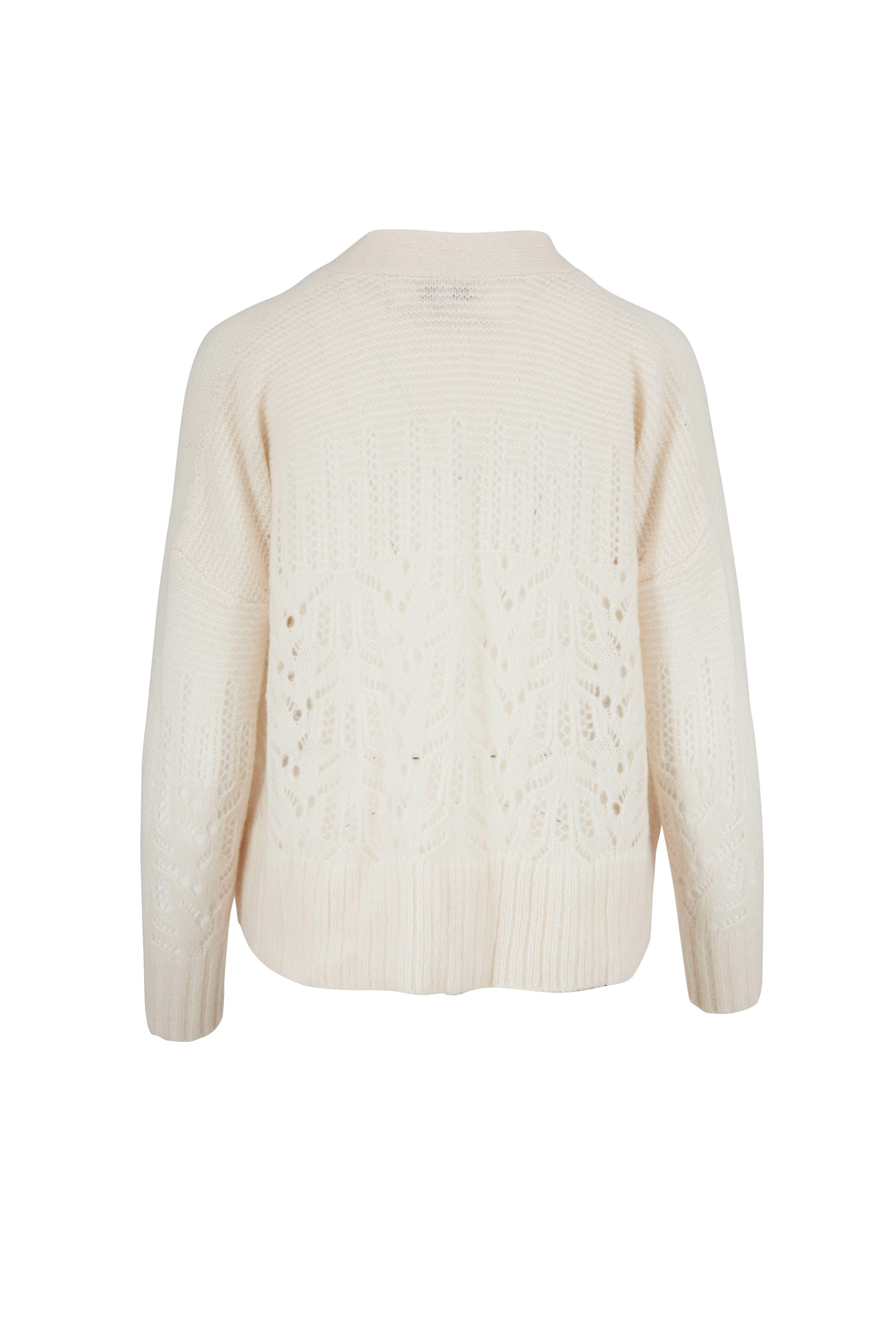 トップス 22SS Openwork Cardigan Openwork cotton blend jersey knit cardigan Woman, Beige