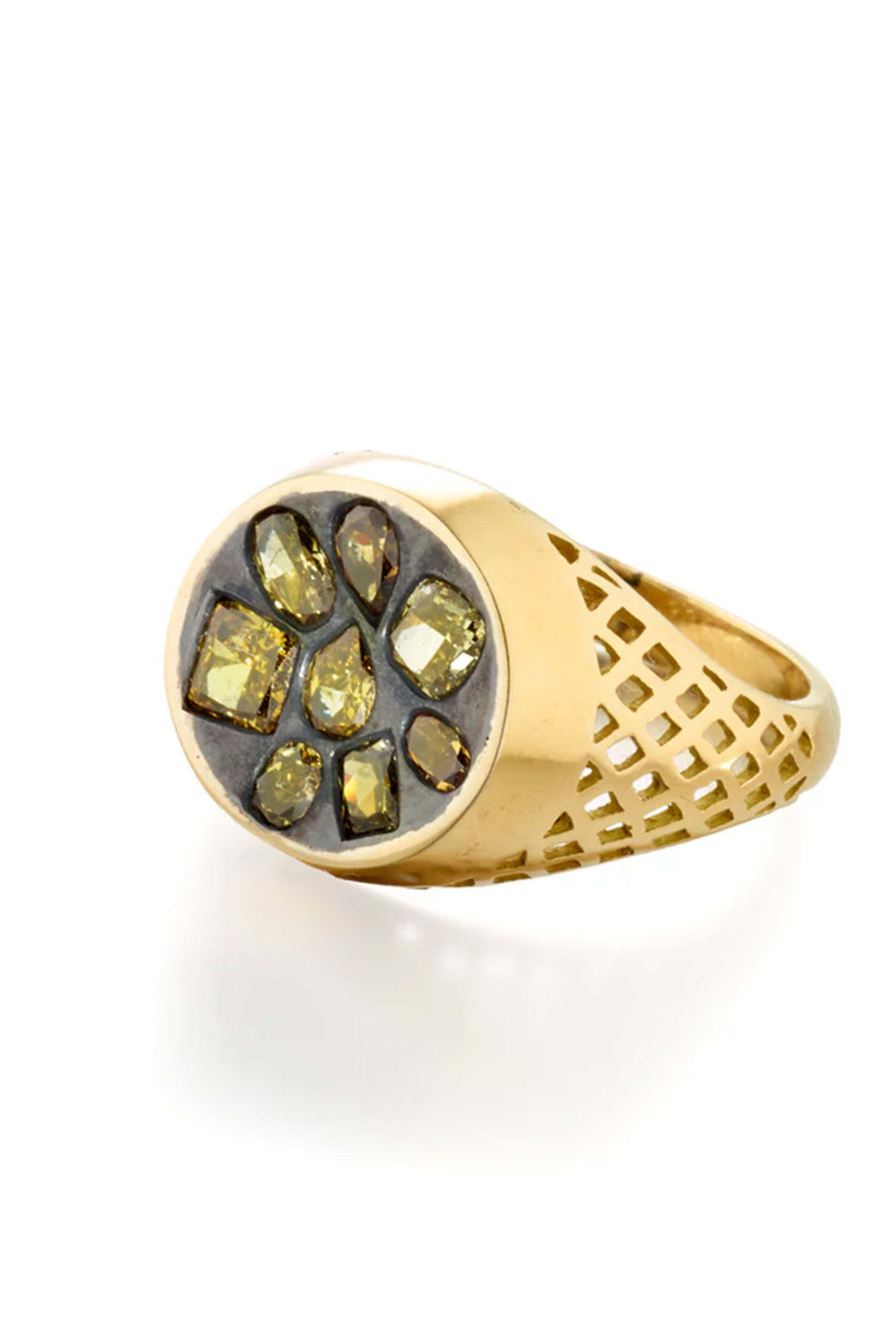 Ray Griffiths - Mixed Shape Champagne Diamond Pinky Ring