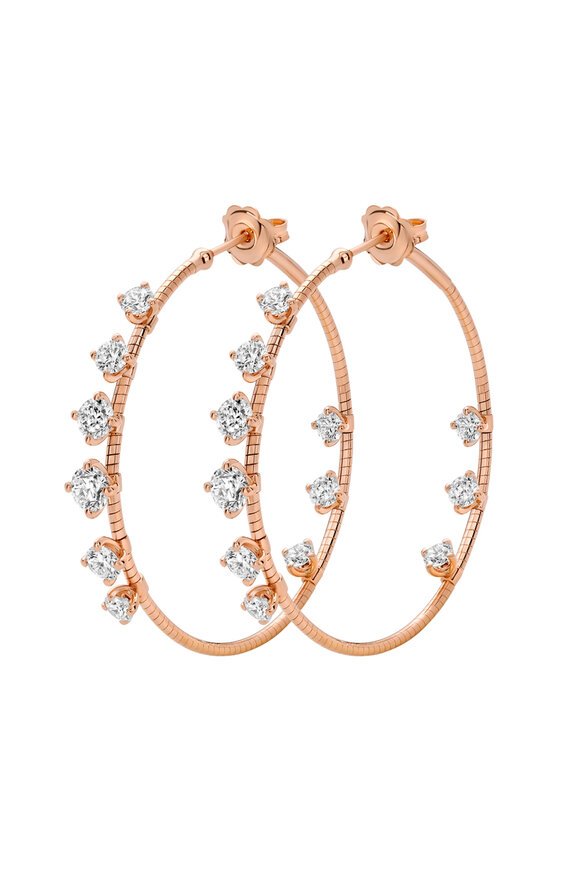 Mattia Cielo - Diamanti Rose Gold & White Diamond Hoops