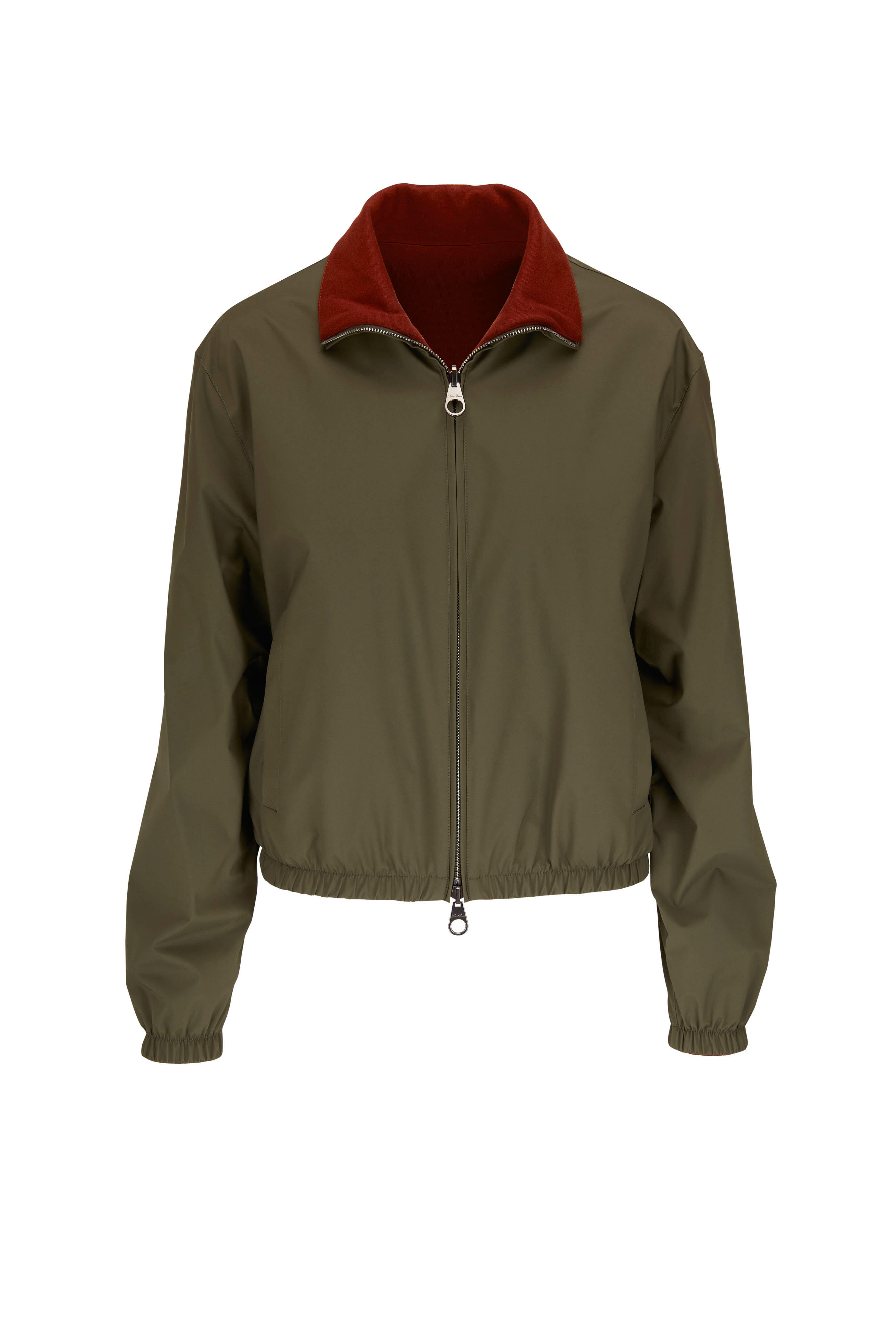 Loro Piana ダークブラウン ジャンパー Loro Piana - Granton Dark Burgundy Reversible Bomber Jacket