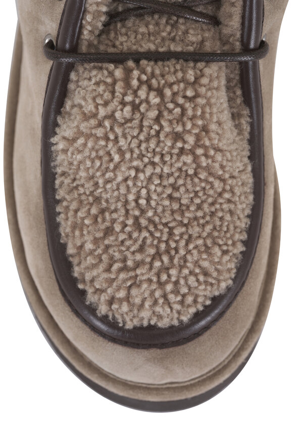 Brunello Cucinelli Ice Suede Shearling Lined Slipper Mule - view 4