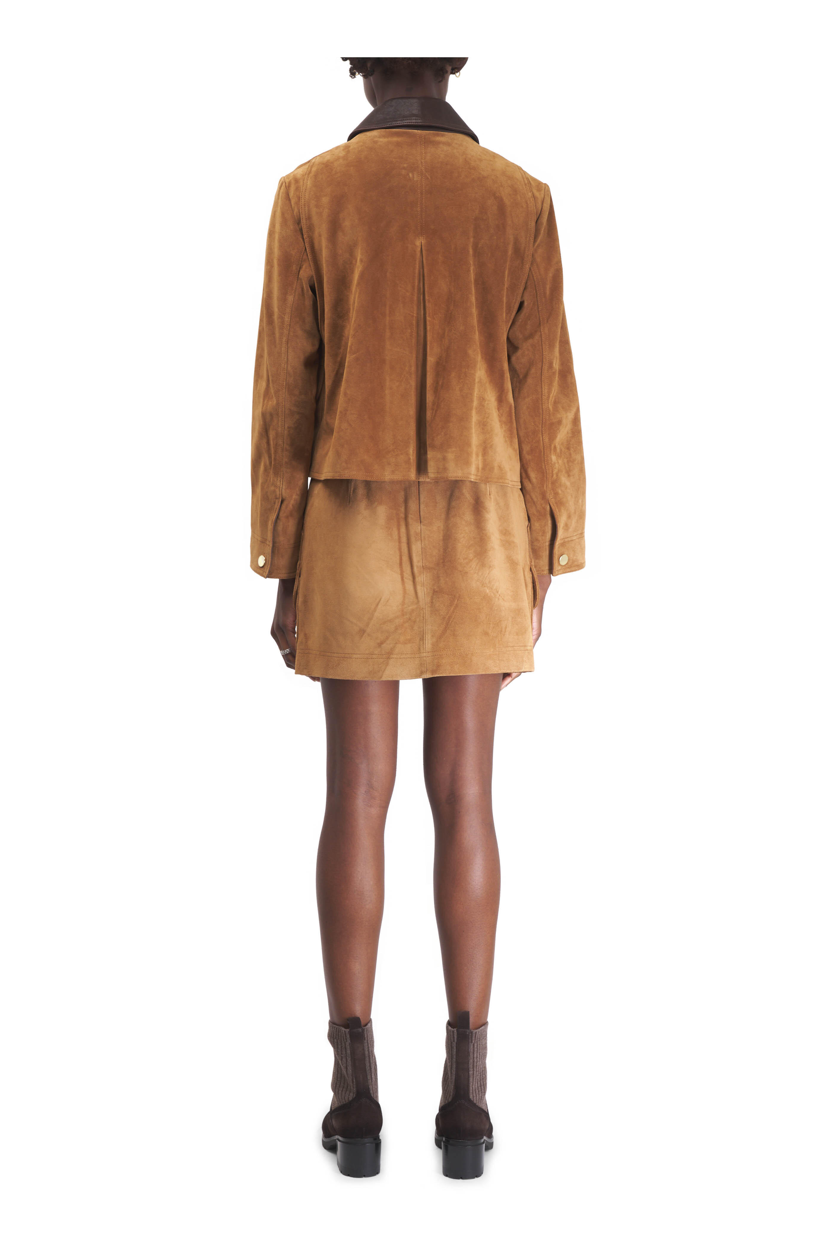 Veronica Beard - Walters Brown Cropped Suede Barn Jacket