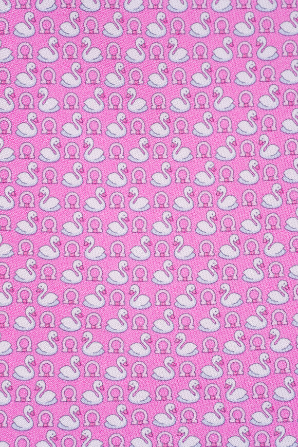 Ferragamo - Pink Swan Print Silk Necktie