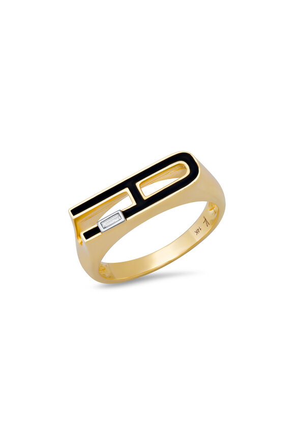 Helena Rose 14k Yellow Gold Enamel Initial "A" Ring - view 1