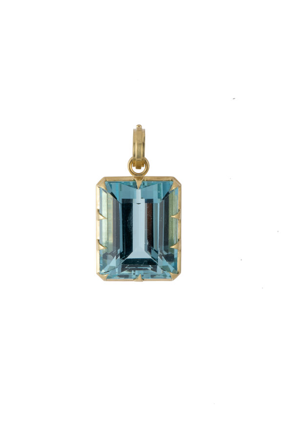 Sylva & Cie 18k Yellow Gold Vintage Aquamarine Pendant - view 1