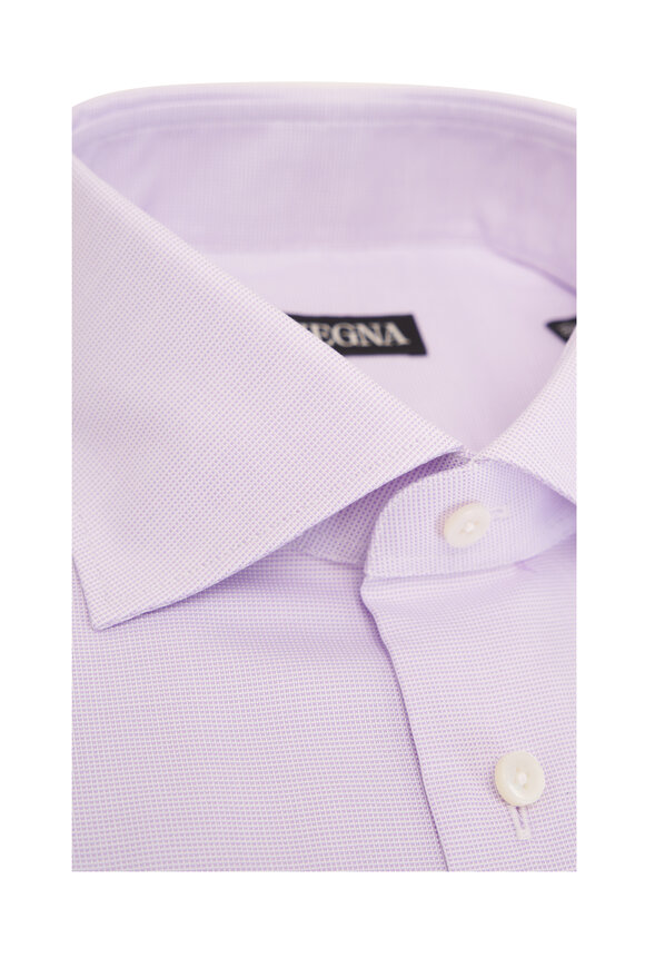 Zegna - Purple Textured Cotton Dress Shirt