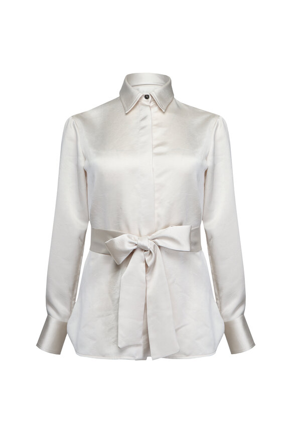 Kiton Cream Silk Button Up Blouse - view 1