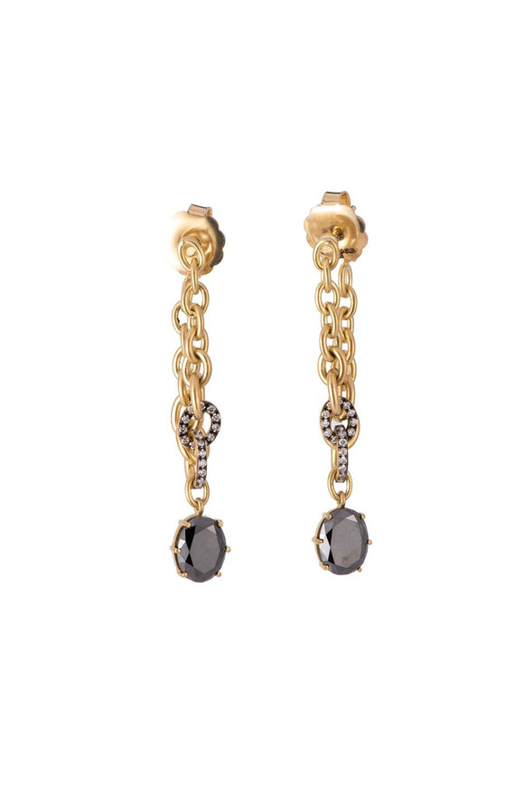 Sylva & Cie Black Diamond Link Earrings