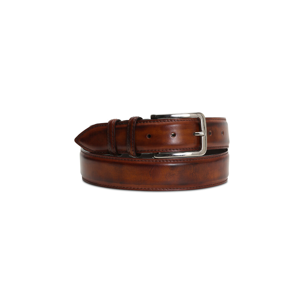 Bontoni - Dark Wood Leather Belt | Mitchell Stores