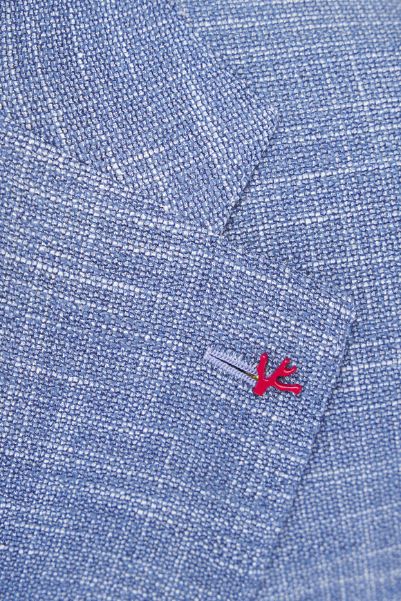 Isaia Ice Blue Textured Sportcoat - view 5
