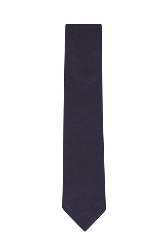 Eton Navy Paisley Woven Silk Necktie