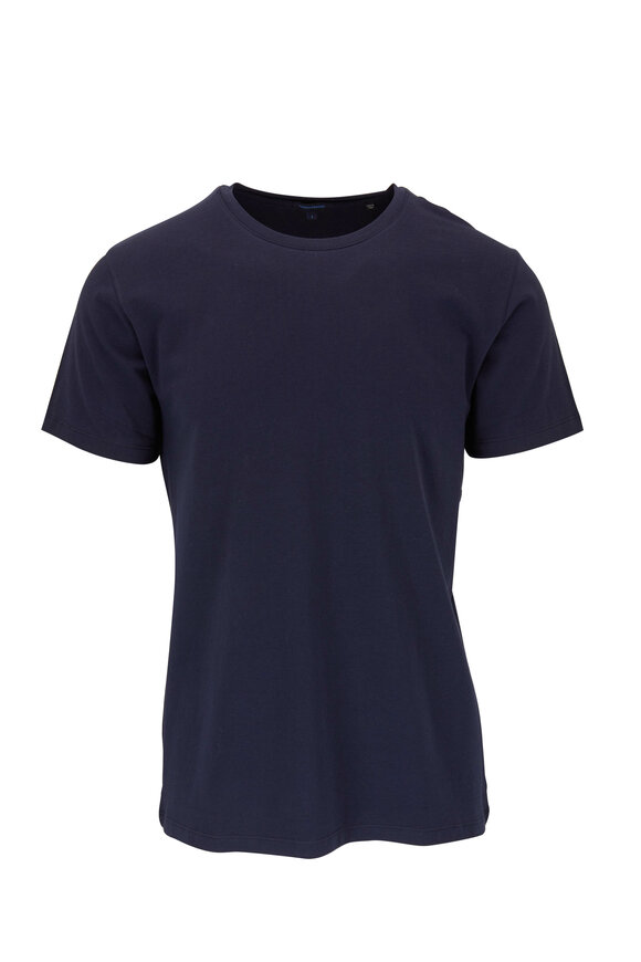 Patrick Assaraf Basic Navy Crewneck T-Shirt