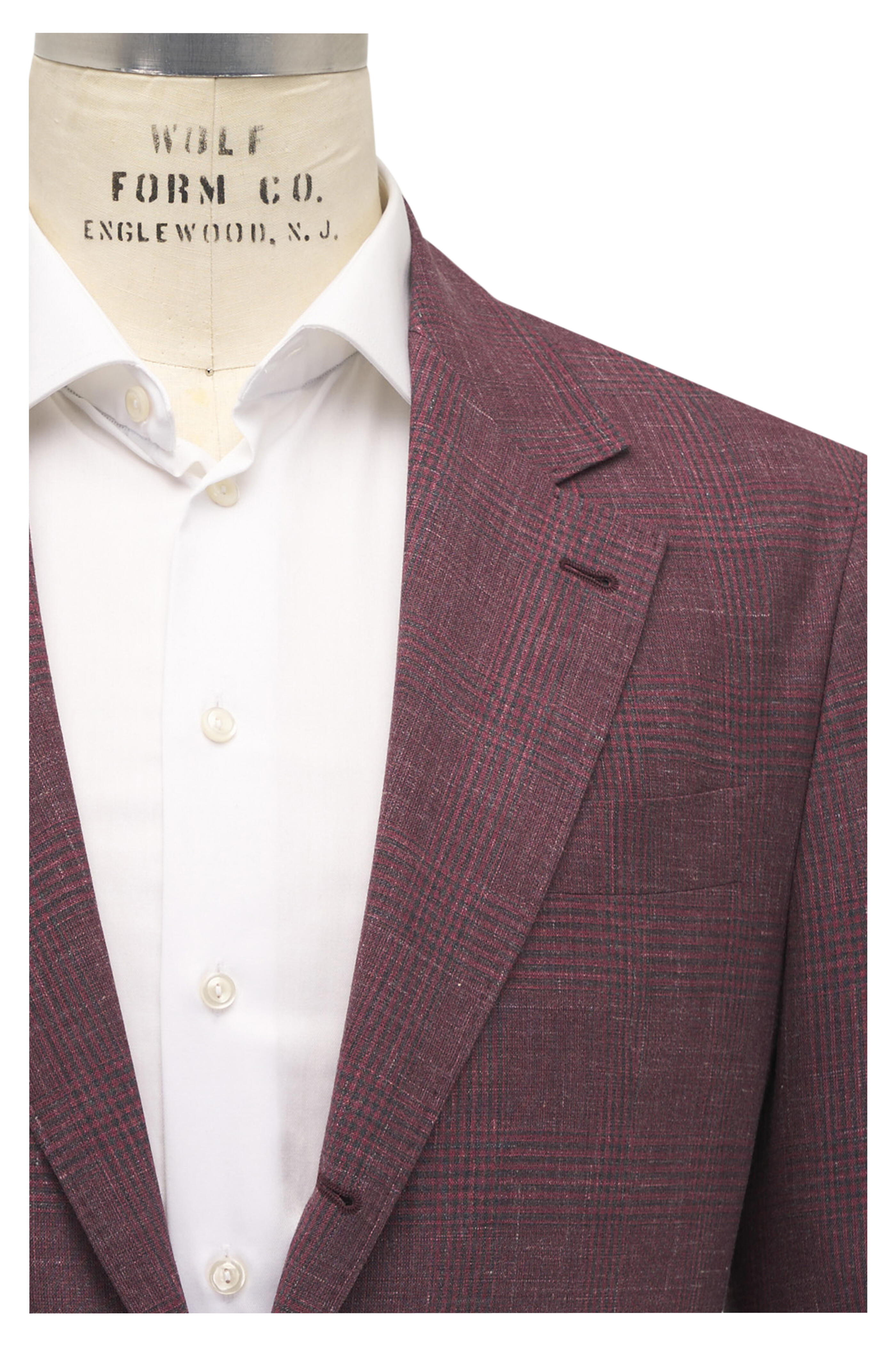 Brunello Cucinelli - Red Plaid Wool, Silk & Linen Sportcoat