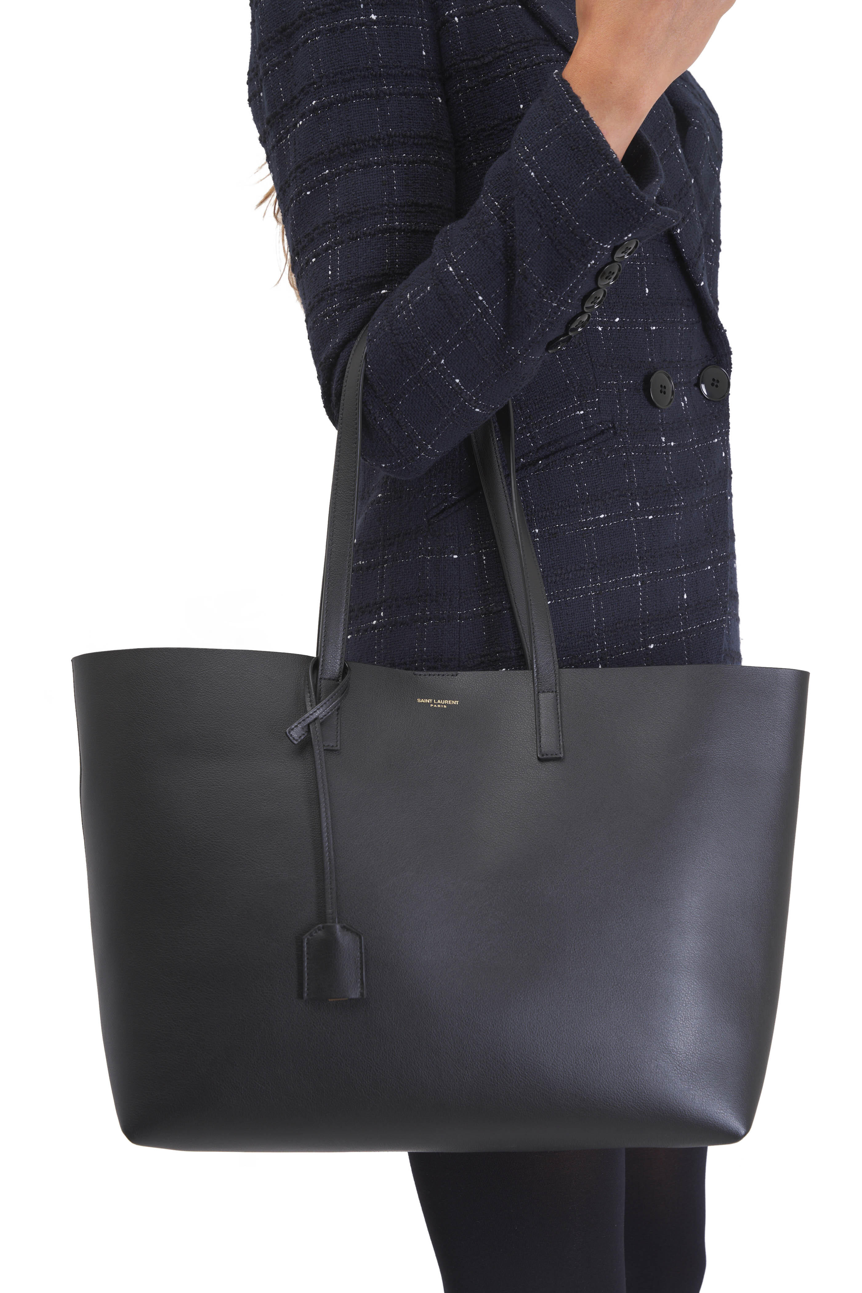 Saint Laurent - Black Leather Shopping Tote