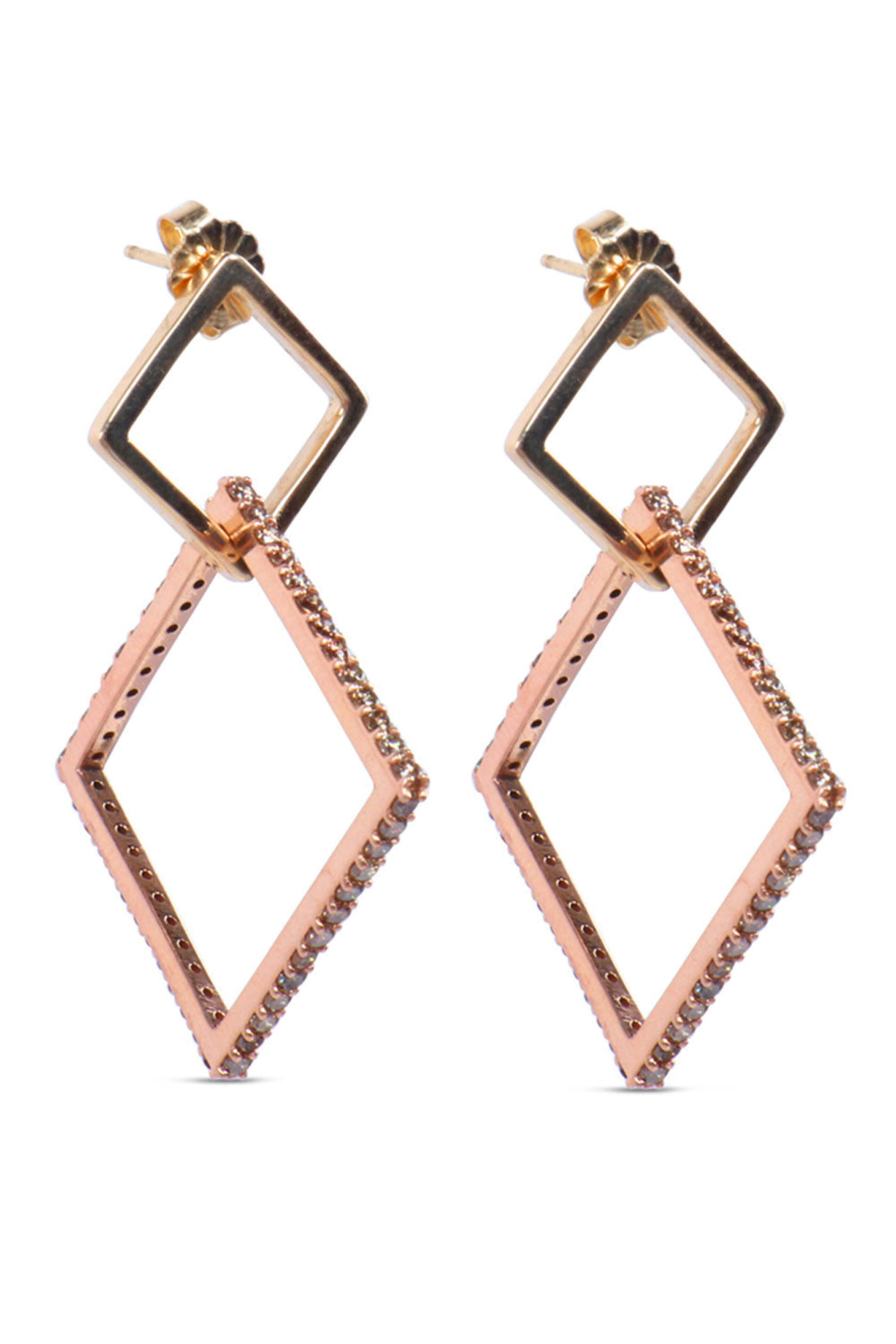 Leslie Paige - Gold and Rose Gold Diamond Puzzle Earrings