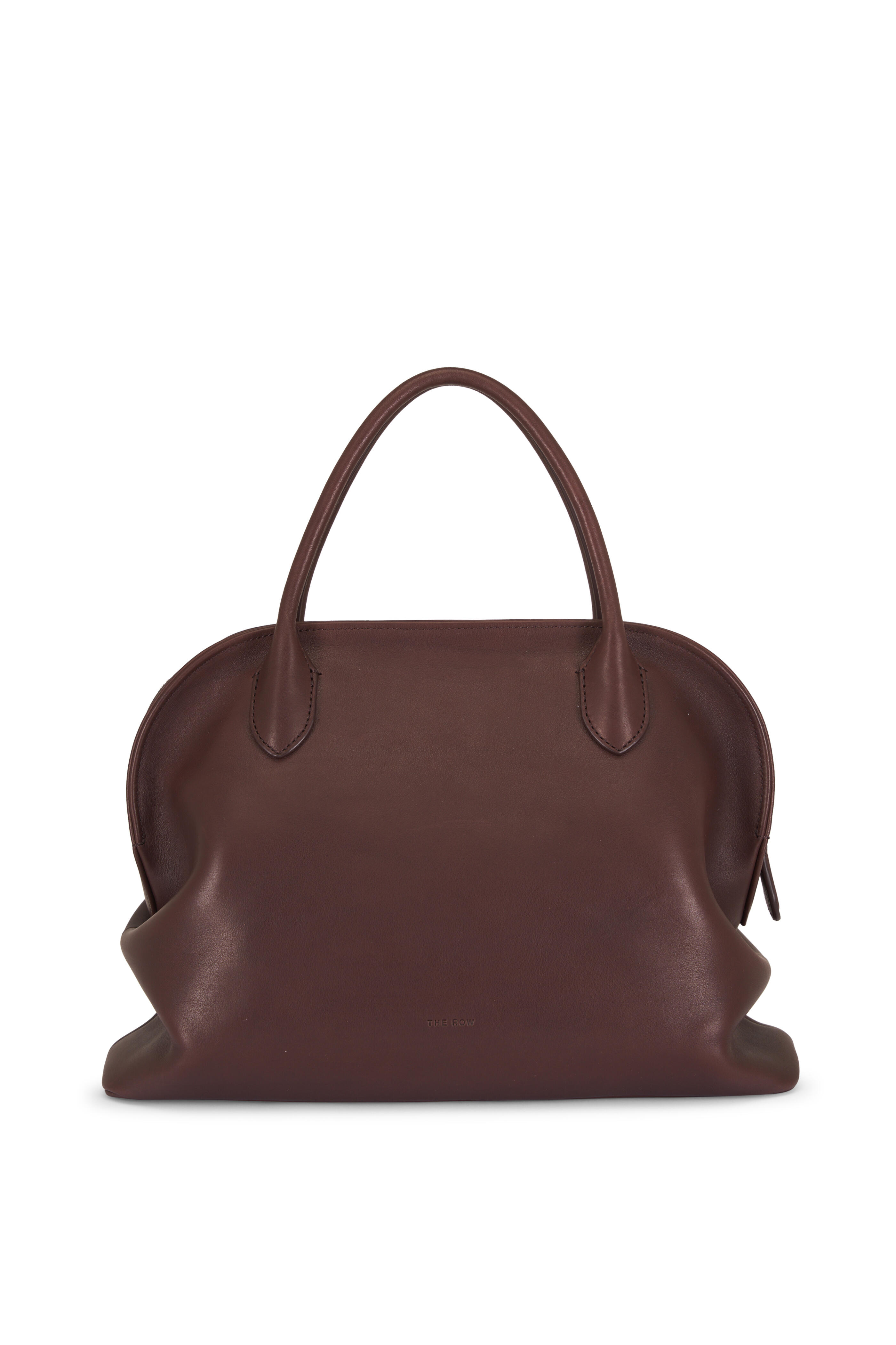 The Row - Agnes 12 Burgundy Leather Top Handle Bag