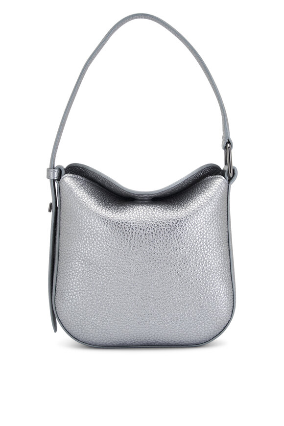 Akris - Mini Ana Gray Antique Metallic Leather Hobo Bag