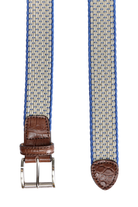 L.E.N. Lifestyle Tan & Blue Dotted Braid Belt - view 2