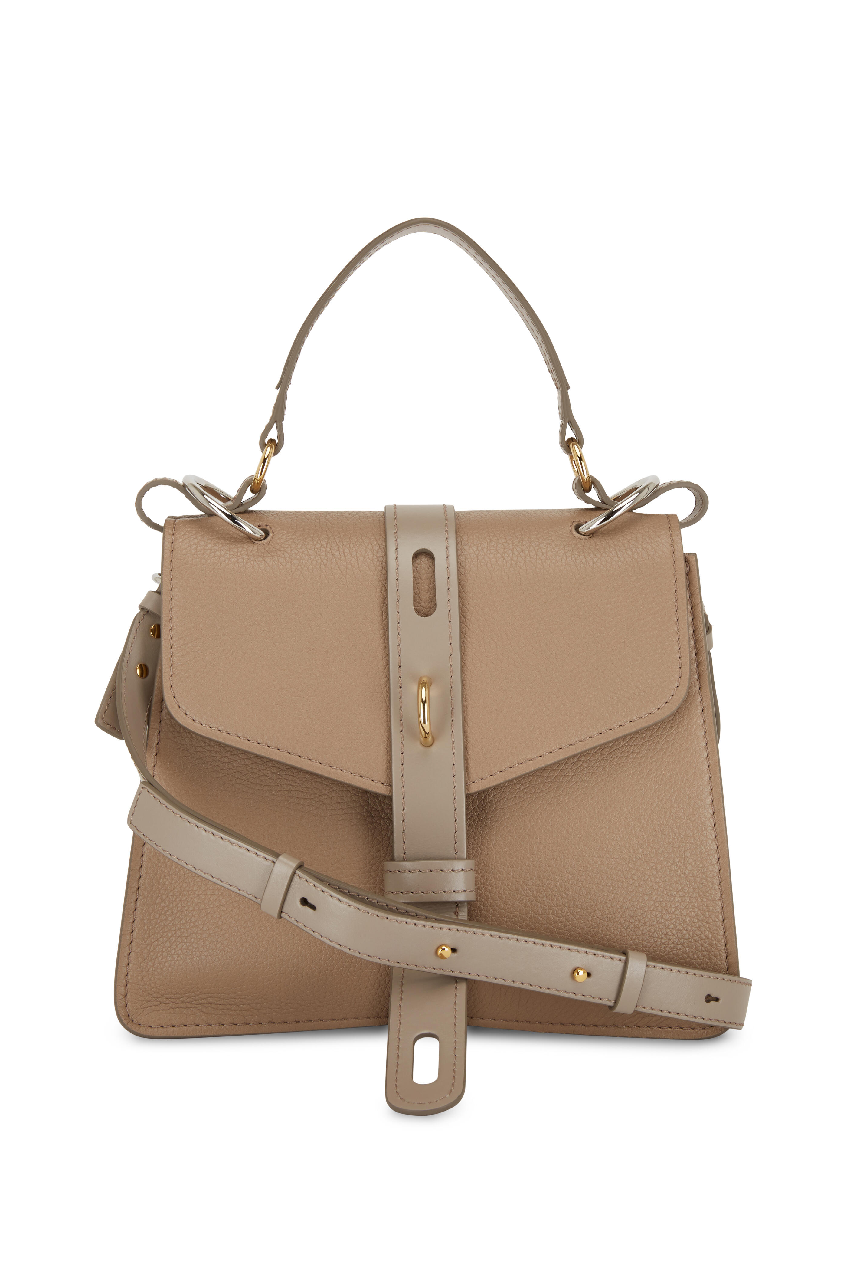 Chloé - Aby Motty Gray Leather Padlock Small Shoulder Bag