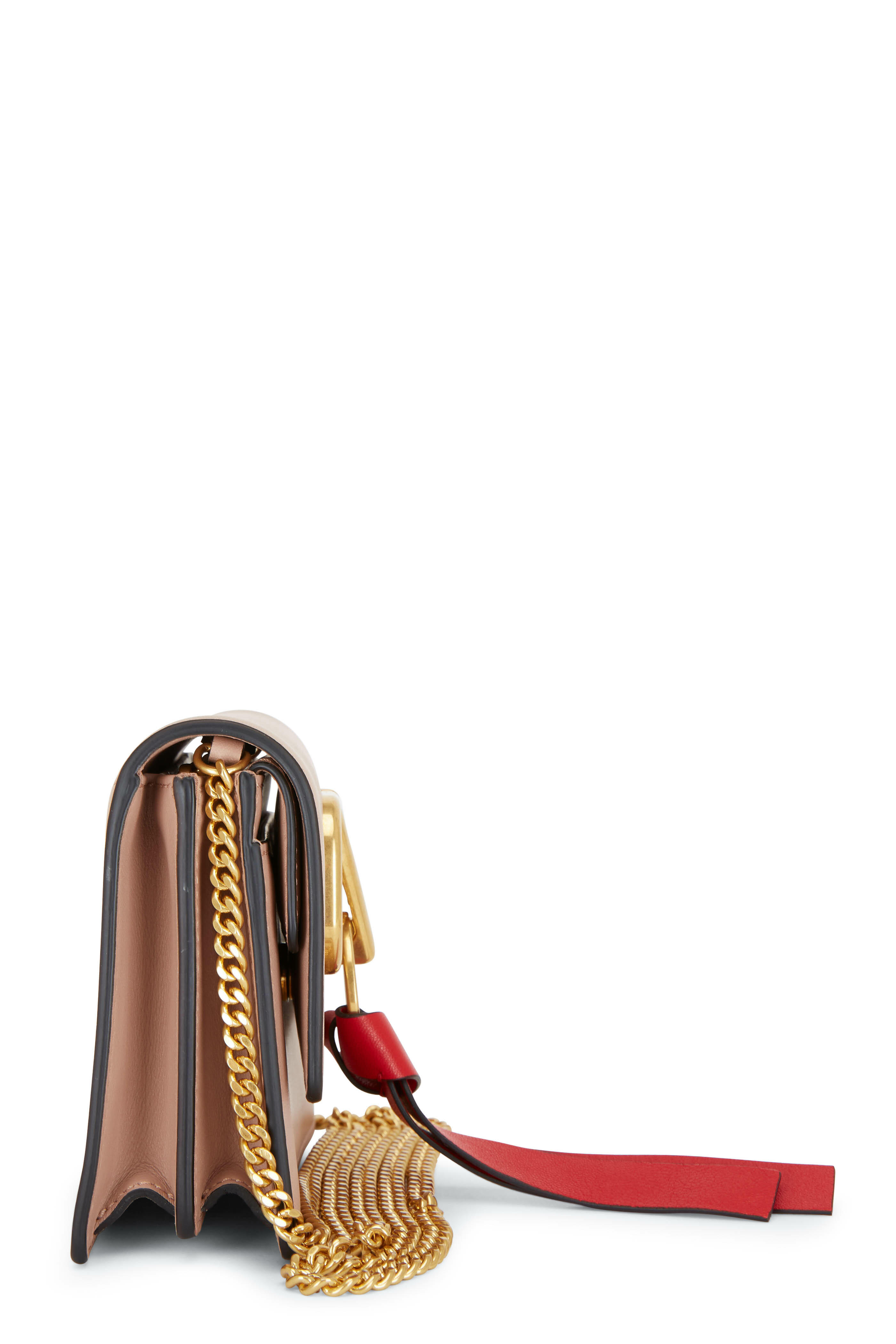 Valentino Rose Cannelle V-Ring Leather Shoulder Bag