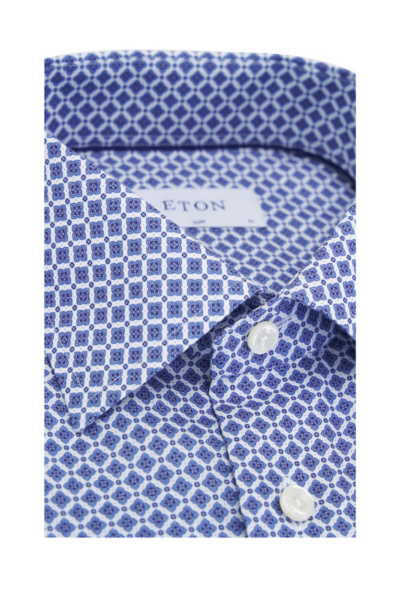 Eton - Light Blue Medallion Print Dress Shirt 