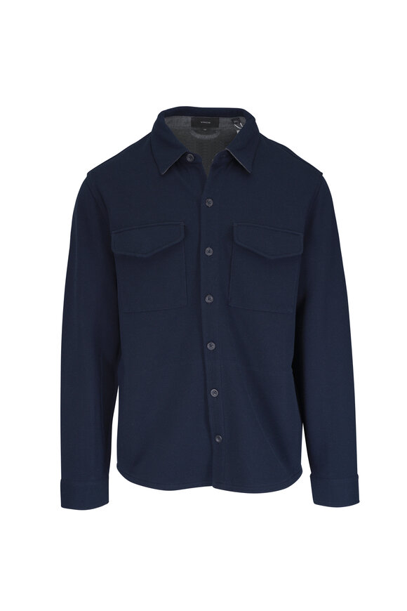 Vince Coastal Blue Double Knit Piqué Shacket