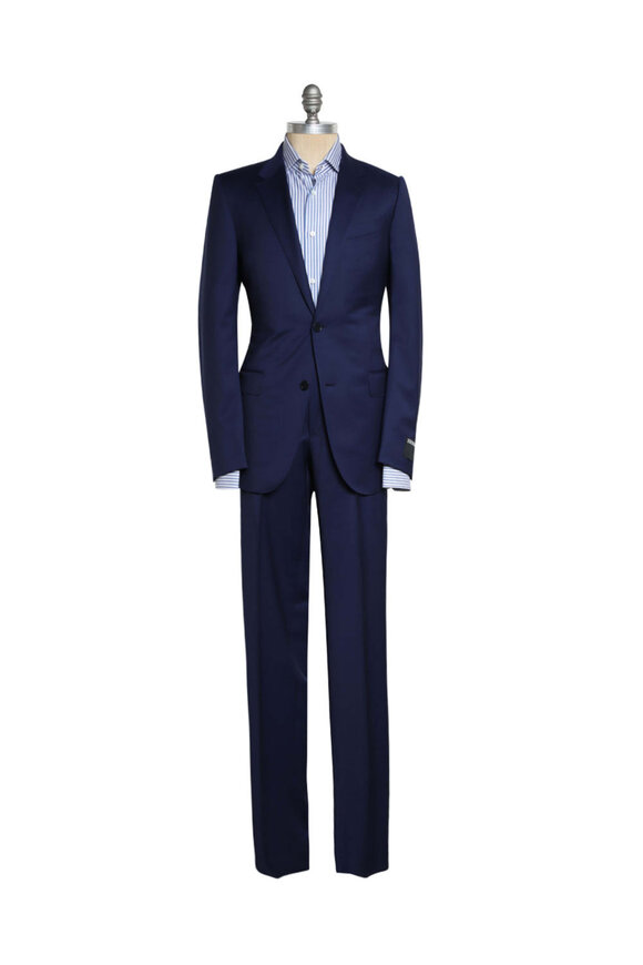 Zegna - Navy Wool Tonal Checked Multiseason Suit