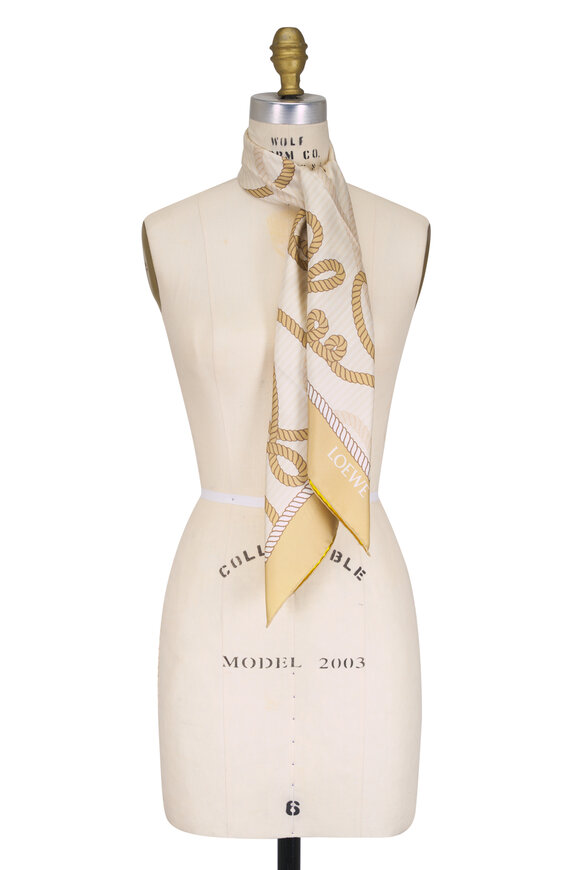 Loewe Beige & Yellow Logo Silk Scarf - view 1