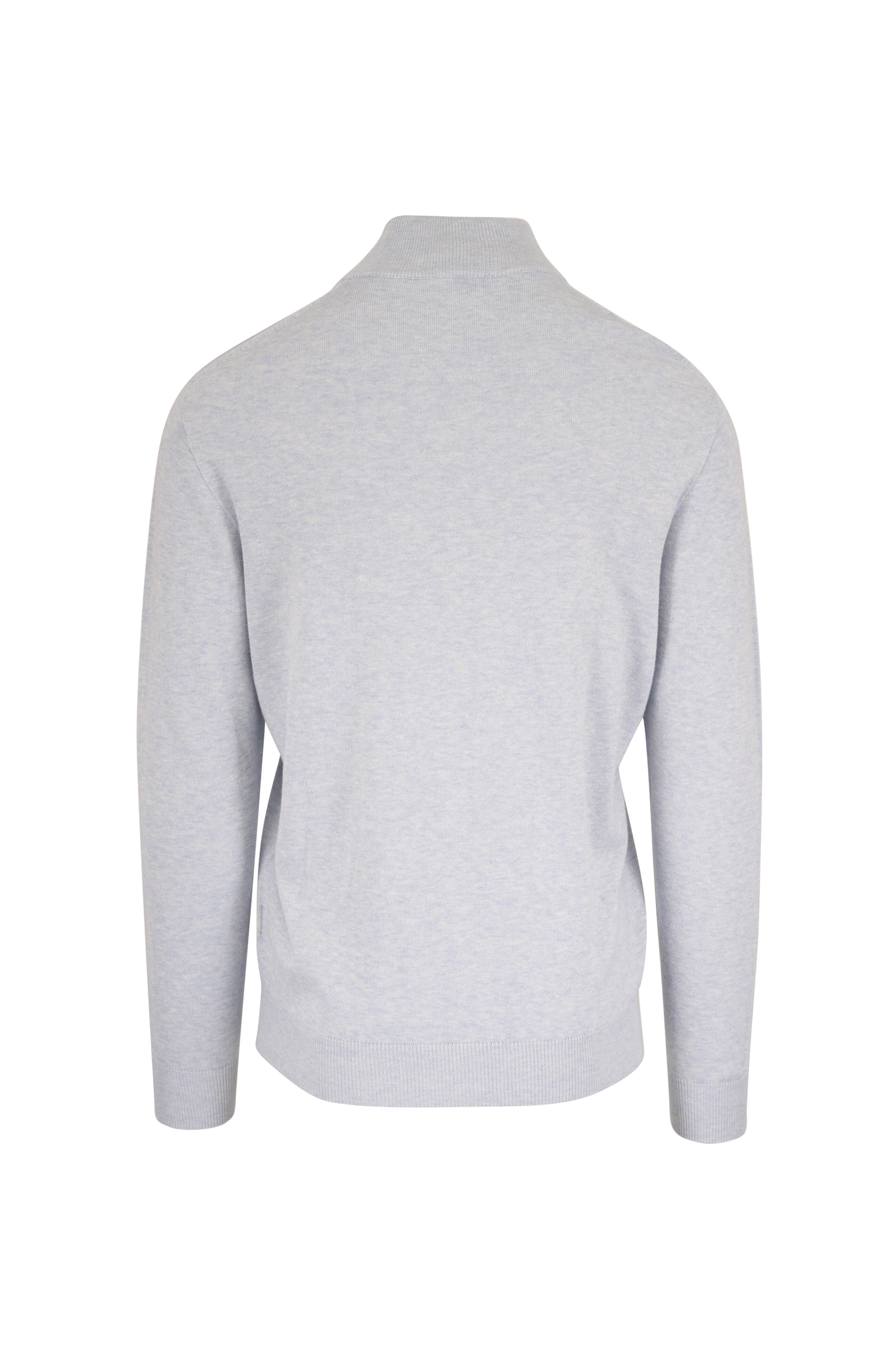 Atelier Munro - Blue Mélange Quarter Zip Pullover - view 2