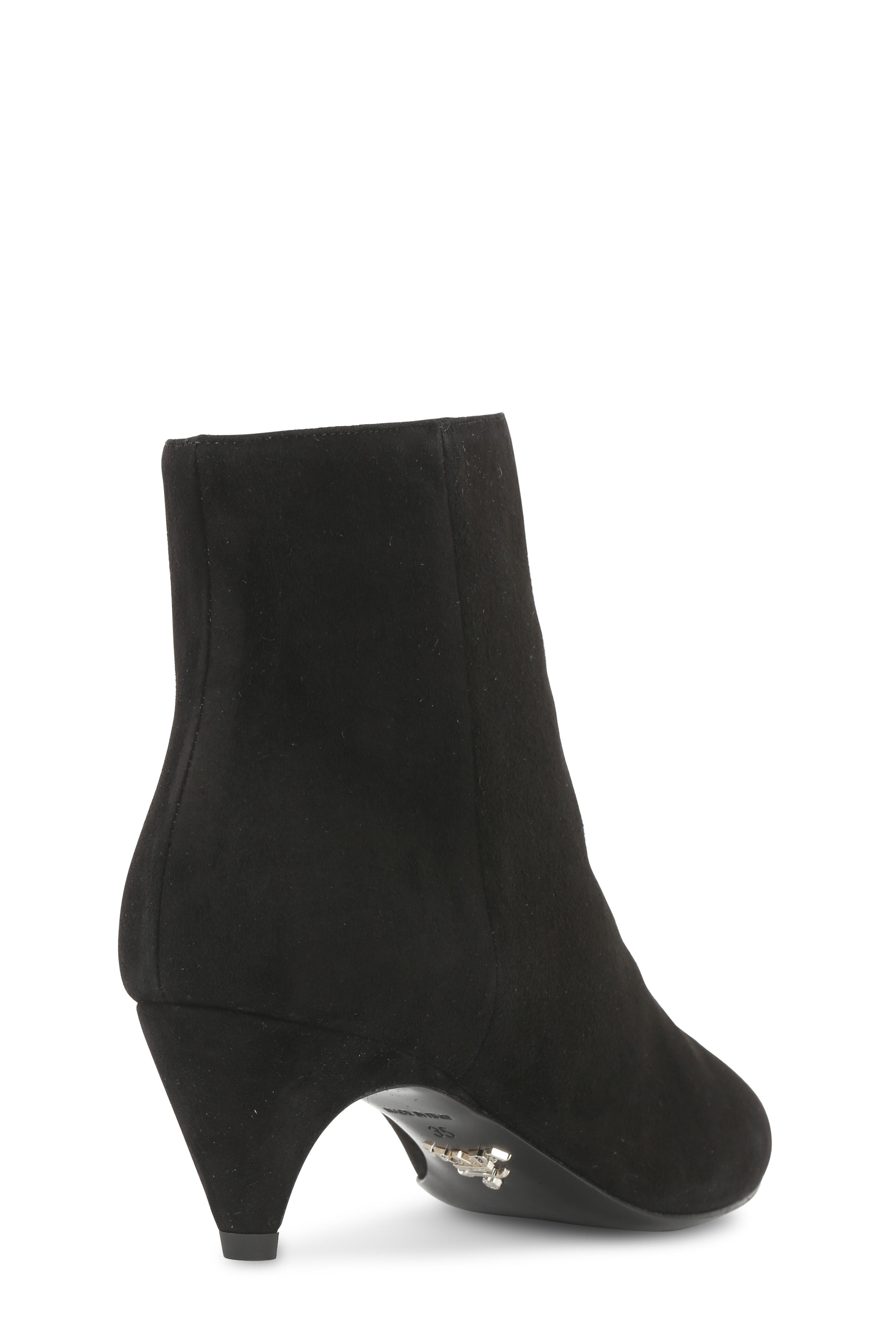 Black suedette cone top heel shoe boots