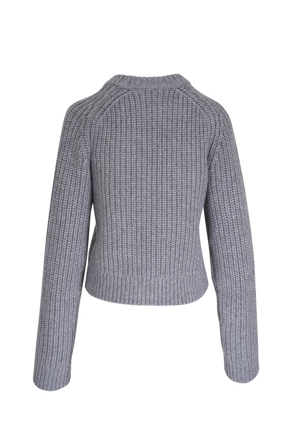 Michael Kors Collection - Bankers Gray Cropped Ribbed Crewneck Sweater