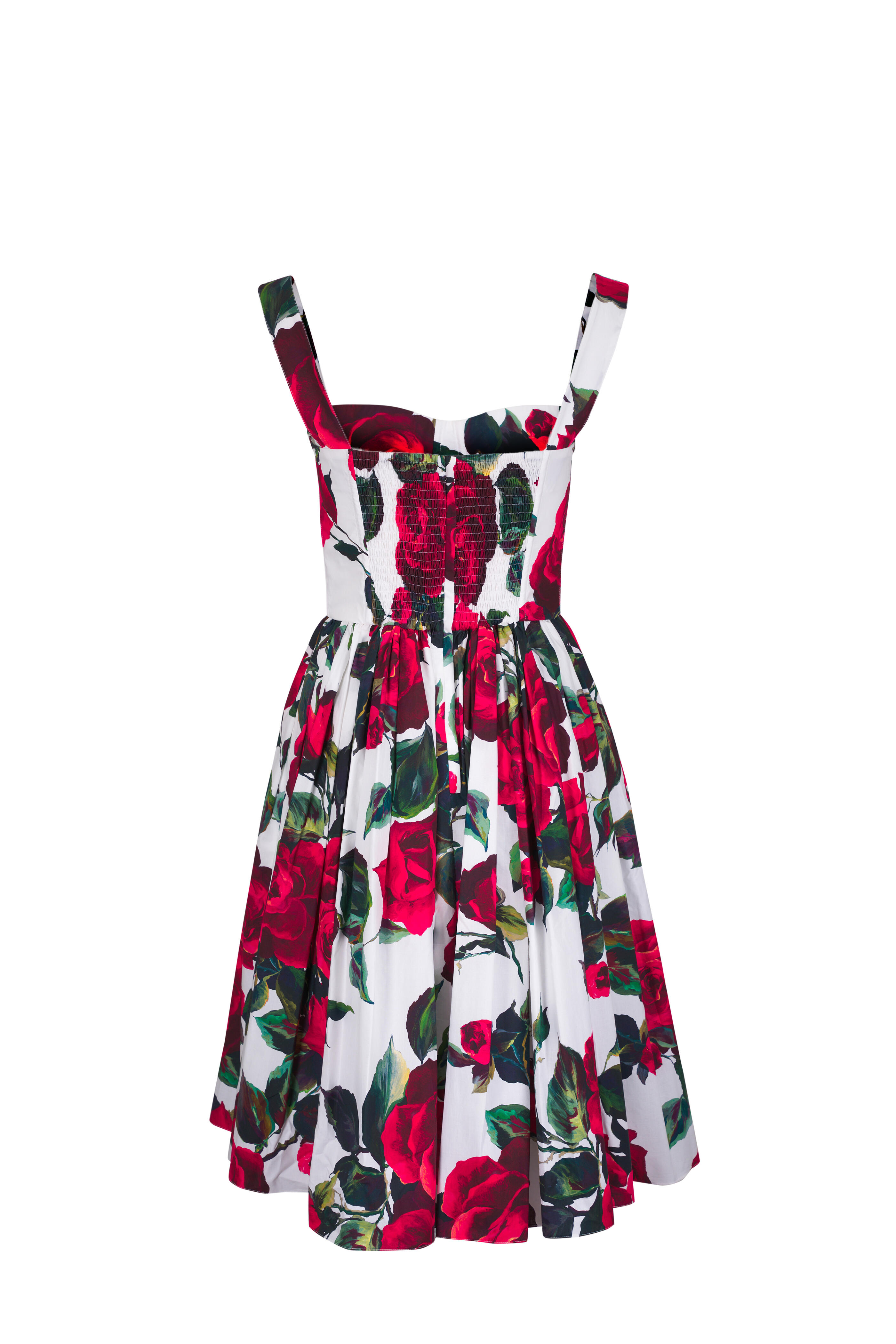 Dolce & Gabbana - Red Rose Print Cotton Poplin Corset Dress Dolce & Gabbana - Red Rose Print Cotton Poplin Corset Dress