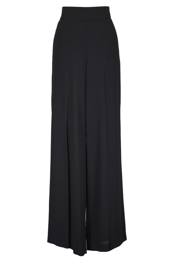 Akris Fellia Black Silk Side Slit Wide Leg Pant - view 1