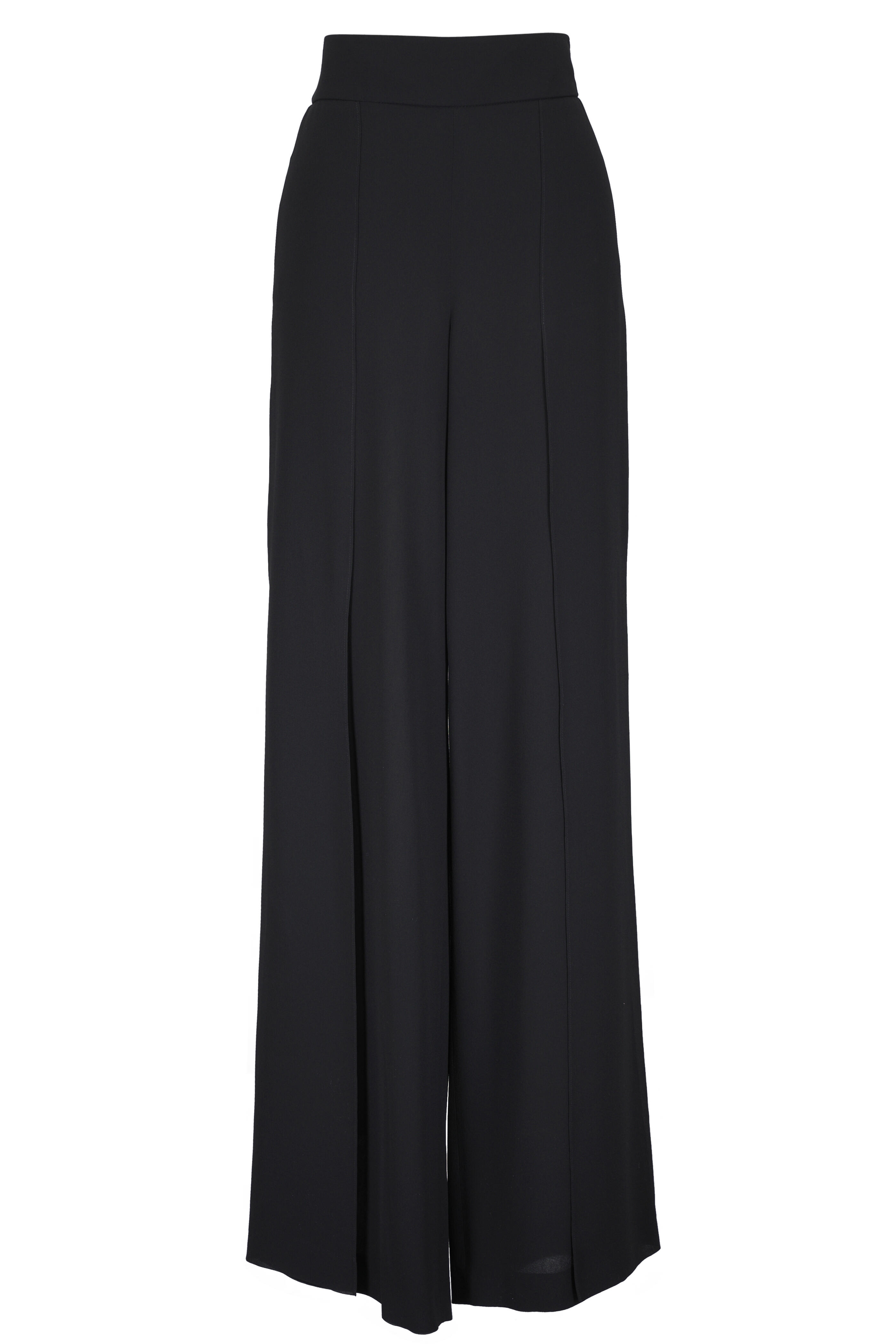 Akris - Fellia Black Silk Side Slit Wide Leg Pant - view 1