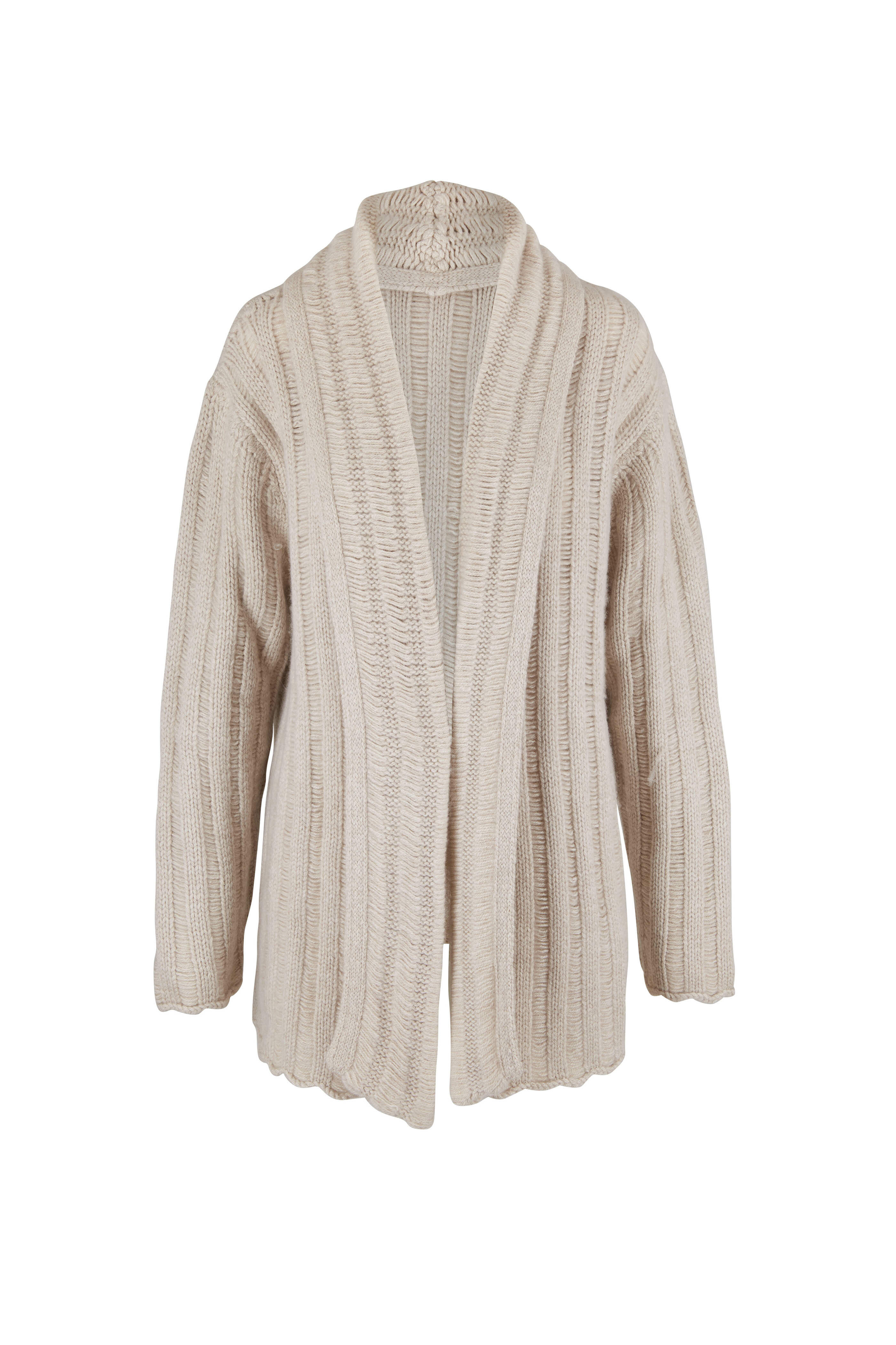 The Elder Statesman - White Cashmere Drop Stitch Smoking Jacket
