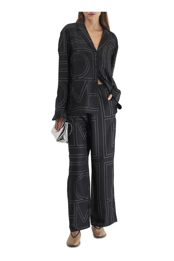 Totême - Black Monogram Silk PJ Pant